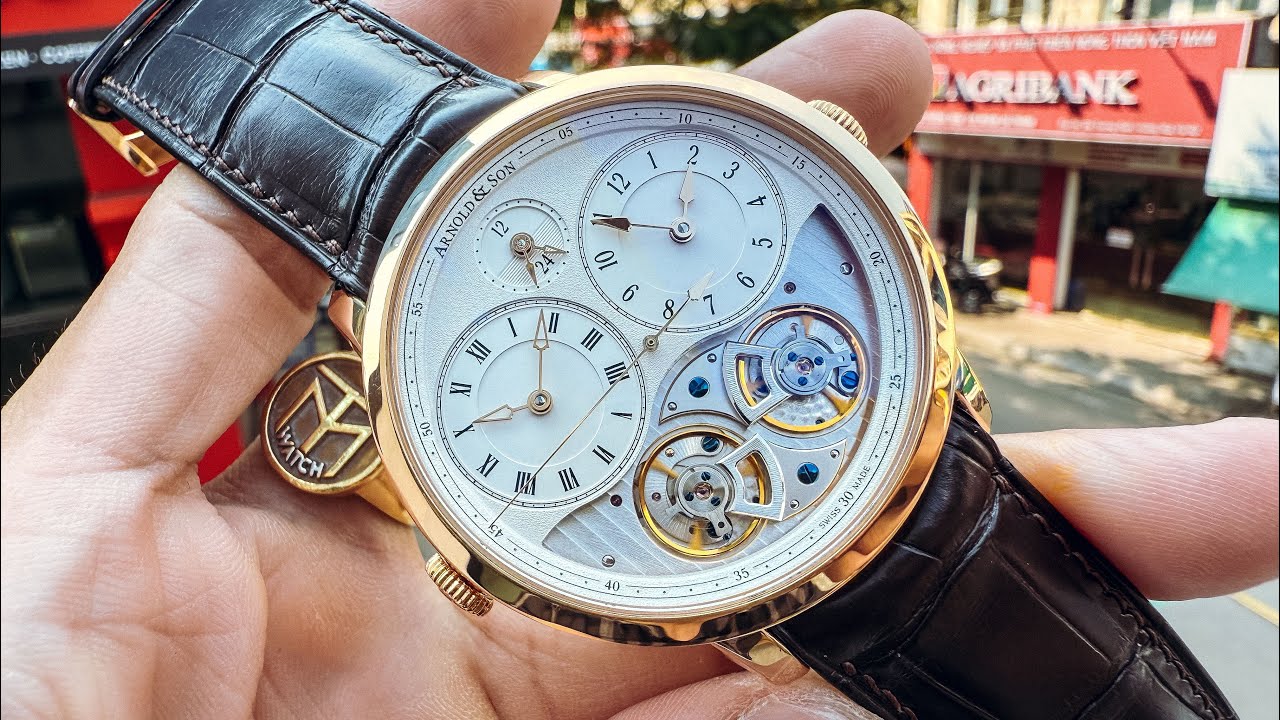 [V&agrave;ng hồng đ&uacute;c 18k] Arnold & Son Instrument Double Balance GMT 1DGAP.W01A.C120P Calibre 1209
