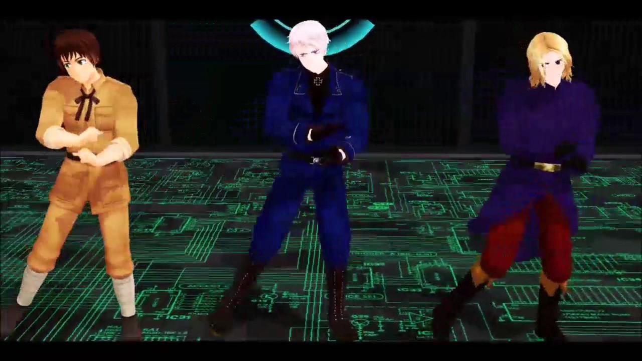 [APH/MMD] Dance Battle (Bad Touch Trio vs. Nyo!Bad Touch Trio)