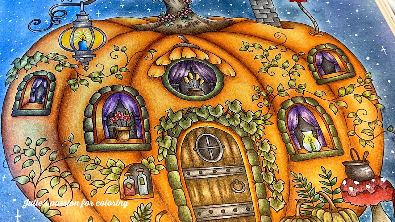🎃 Magical Worlds by Johanna Basford ✏️ Prismacolor pencils - coloring tutorial