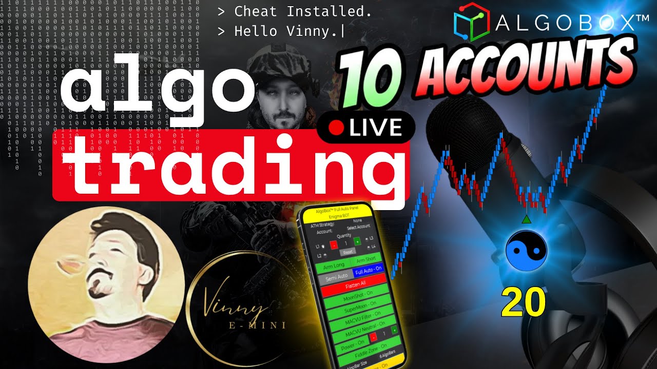 10 X Apex Challenge 🔴 Live Futures Algo Trading w Vinny | NQ / ES Live Day Trading w AlgoBox