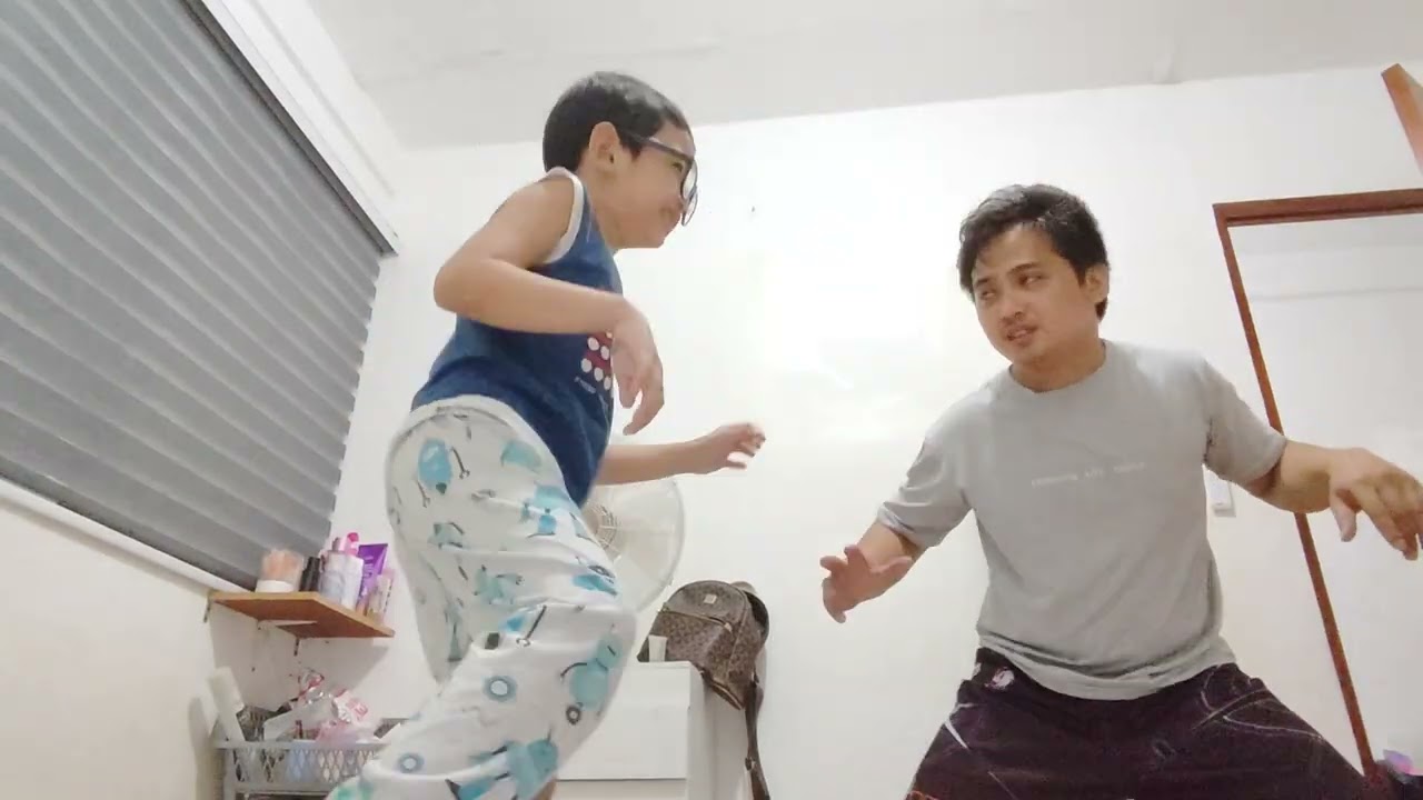 Me and dad wrestling 