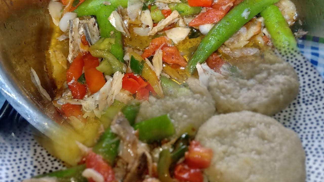 Cooking a delicious menu// sweet potatoes dumplings and okra with salt fish