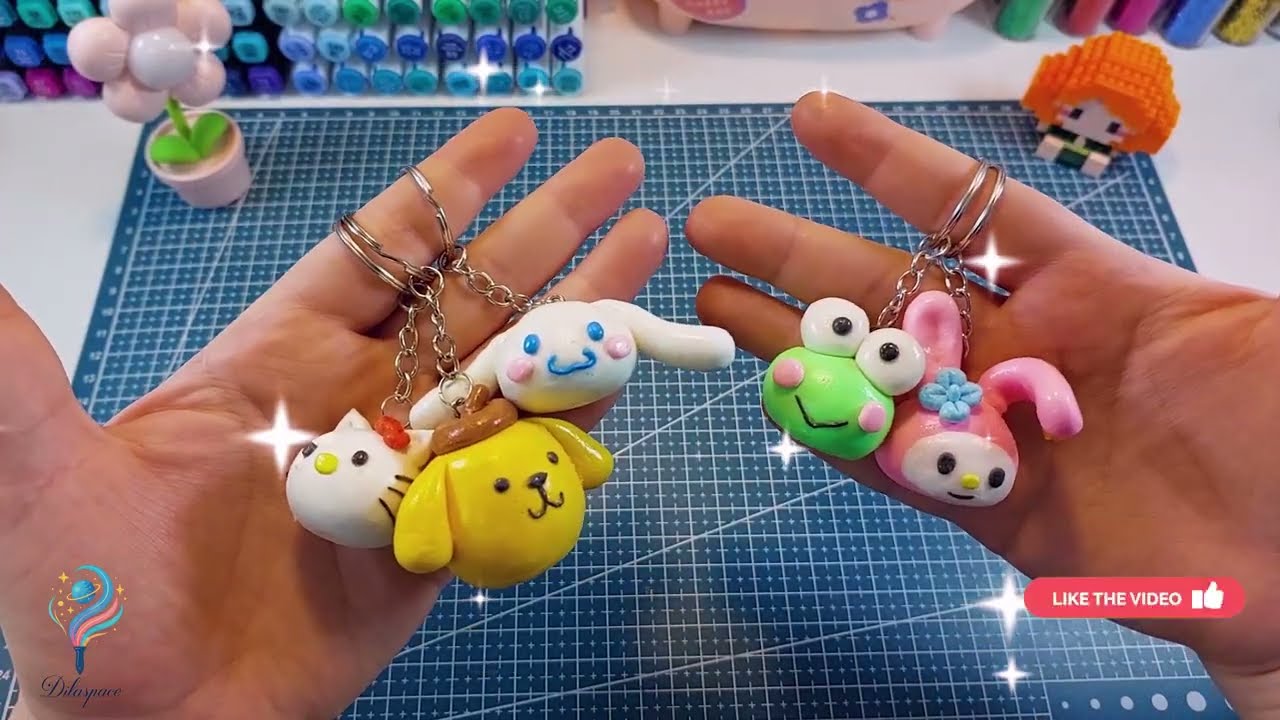 🌈أشغال يدوية ممتعة: علاقات هيلو كيتي من صلصال الفوم.DIY Hello Kitty and Friends Foam Clay Keychains