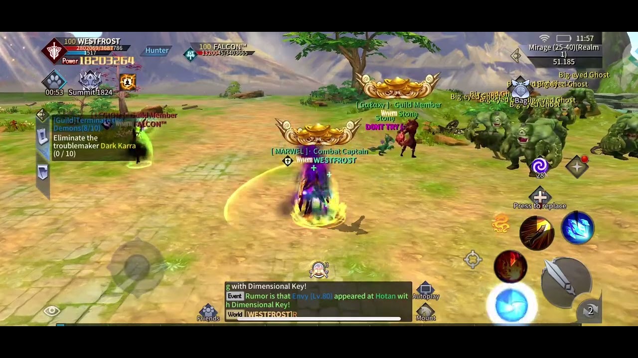 Silkroad online mobil game .. -On Fire Fighter Pvp ..I win Falcon and he not get 70% Hp . Aclmy fu18
