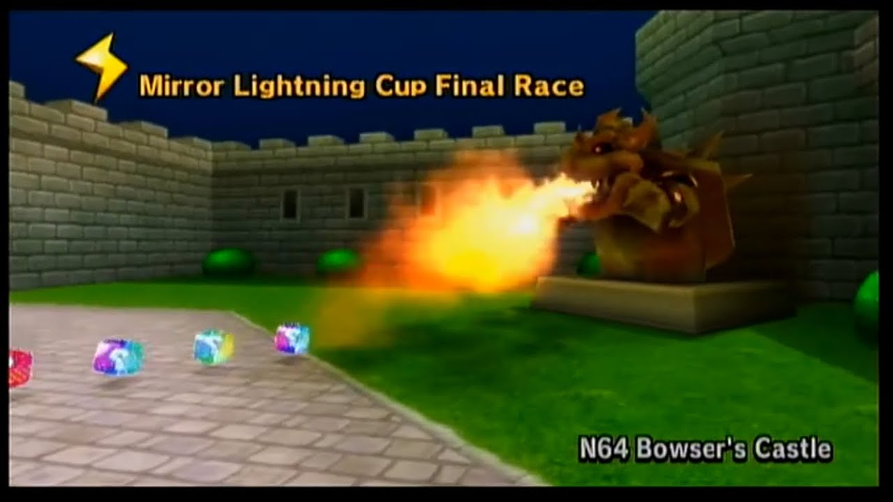 Mario Kart Wii (Nintendo Wii) N64 Bowser's Castle (Mirror Mode, Hard CPU)