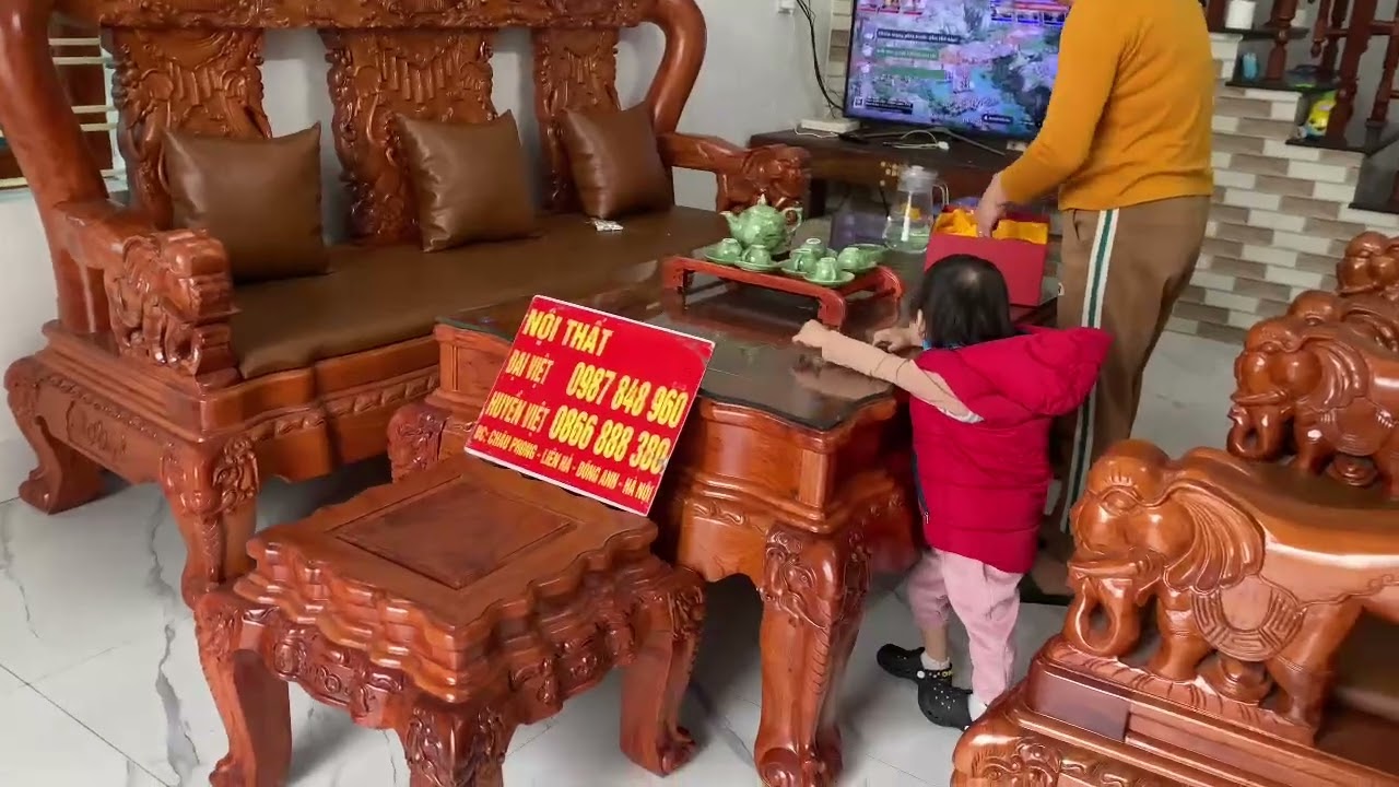 Bộ voi chiến tay 14 chân 14 gỗ hương đá đã về tới nhà chủ mới