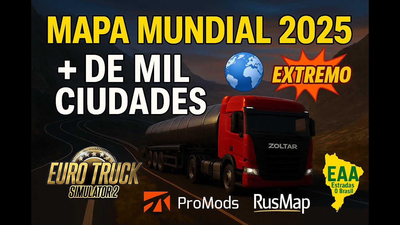 🌎 ETS2 1.54 | MAPA ŚWIATA: EAA + ProMods + RusMap + Wielki Step + Bliski Wsch&oacute;d | PONAD 1500 MIAST