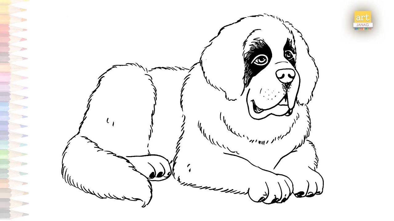 St  Bernard drawings easy | Dog drawing tutorials | How to draw Saint Bernard dog step by step