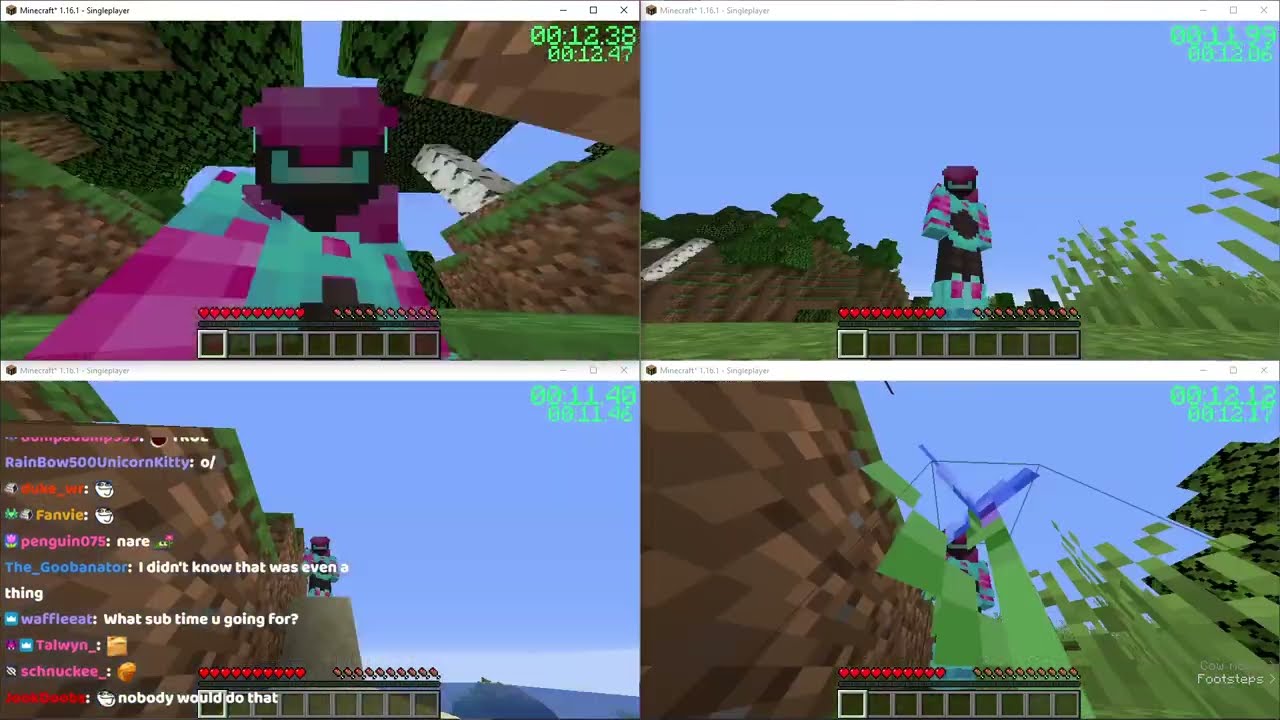 beating 4 minecrafts at the same time (4:16) wr