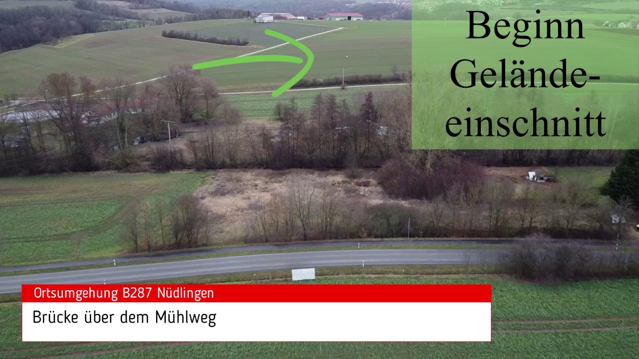 geplanter Trassenverlauf der Ortsumgehung B287 Nüdlingen