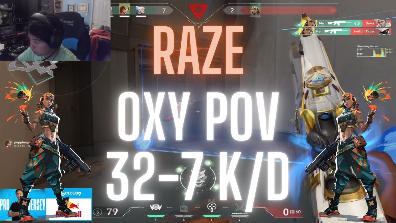 Cloud9 OXY POV Raze on Bind 32-7 K/D (VALORANT Pro POV)