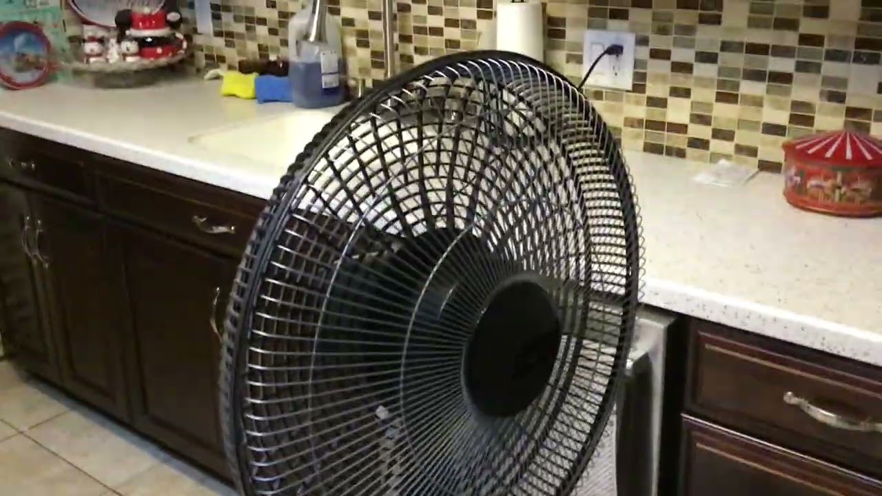February 3, 2026 Lasko 16 inch black stand fan after cleaning for the Haircut place.