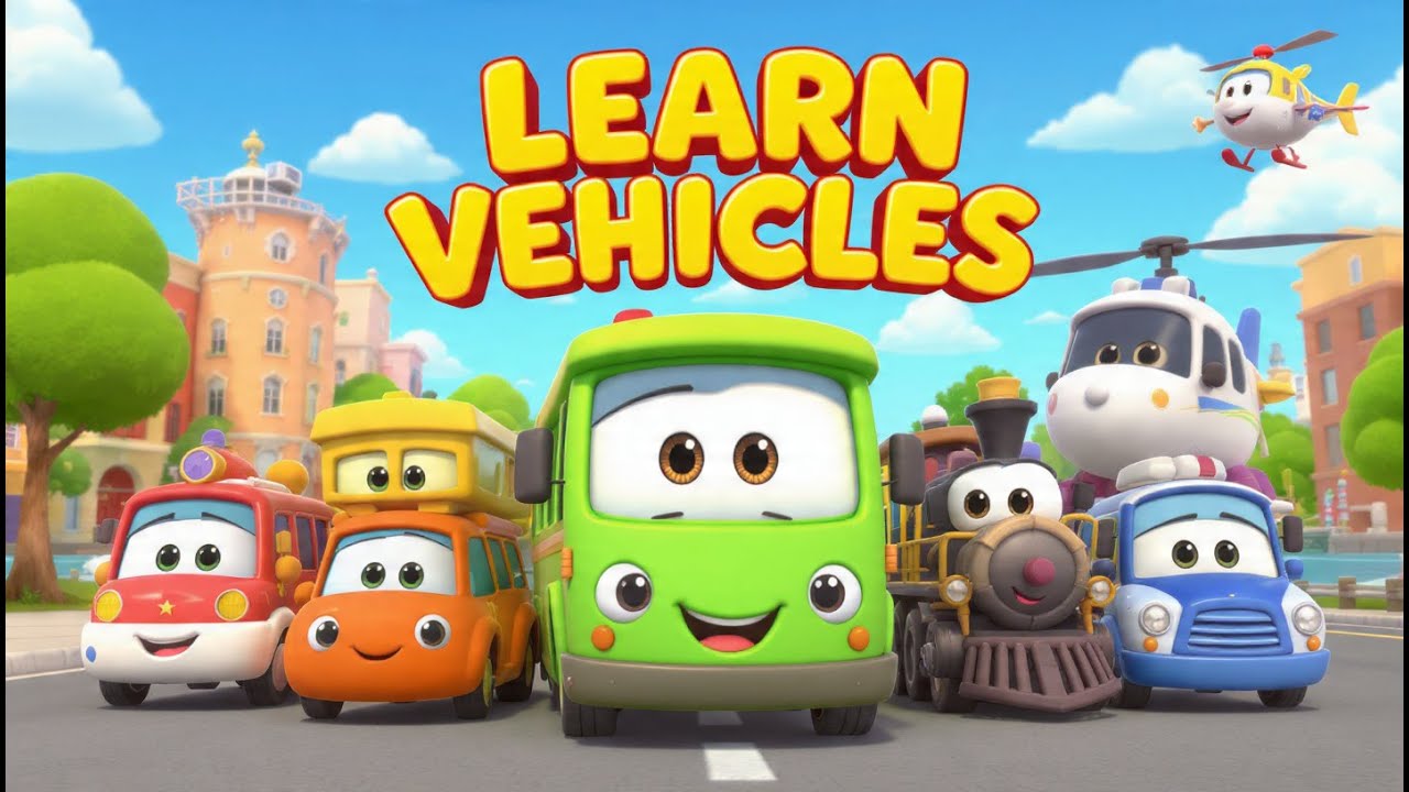 Learn Vehicles for Kids | Cars, Bus, Train & More 🚘 | Fun Rhymes