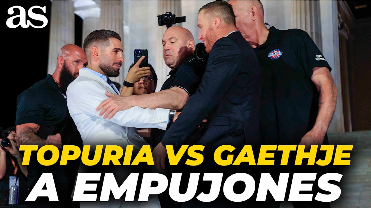 &iexcl;TENSI&Oacute;N M&Aacute;XIMA! ILIA TOPURIA y JUSTIN GAETHJE se encaran y acaba con empuj&oacute;n