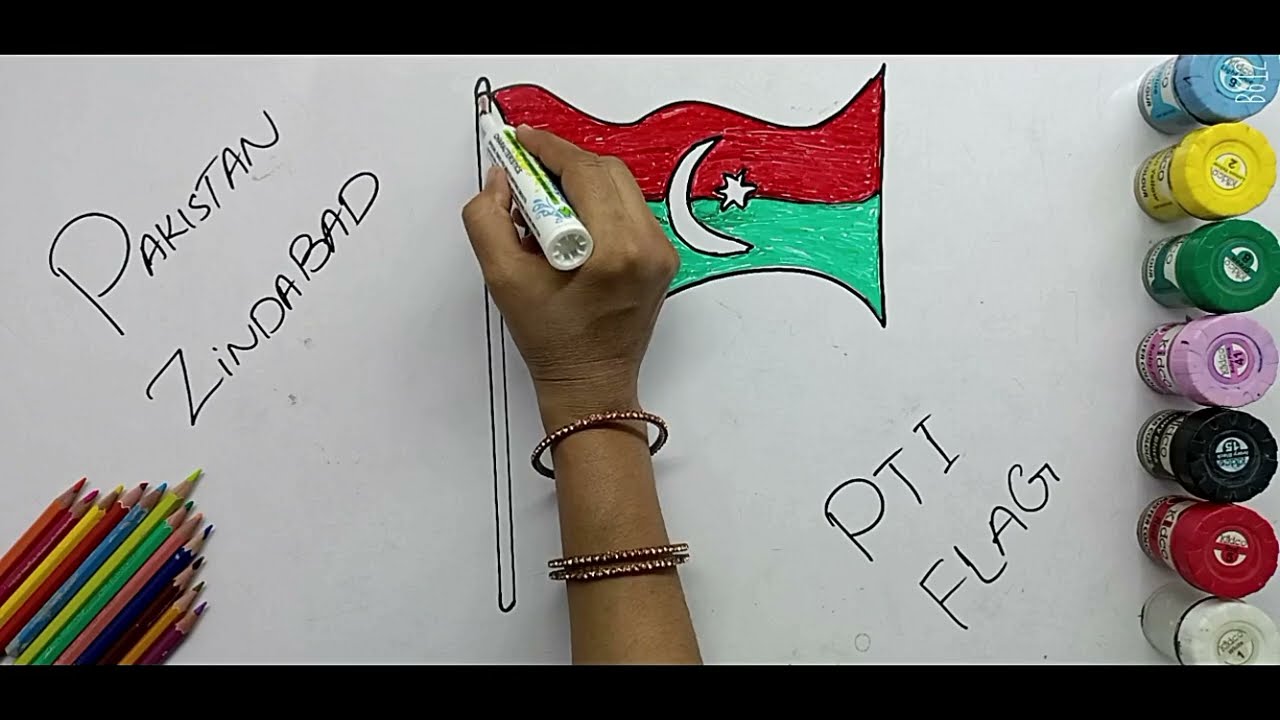 How to Draw PTI Flag Imran Khan |PTI Flag Drawing |PTI Flag