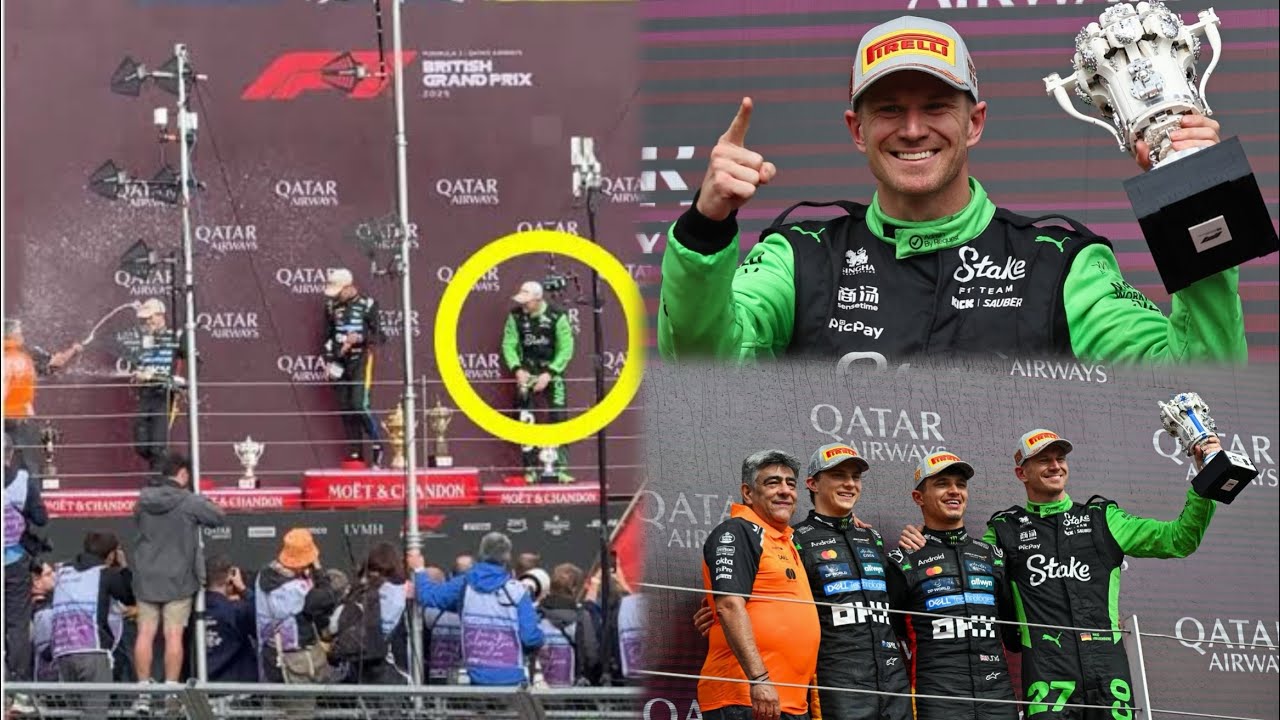 Nico Hulkenberg celebrates 1st Podium with Lando Norris & Oscar Piastri in Silverstone | BTS