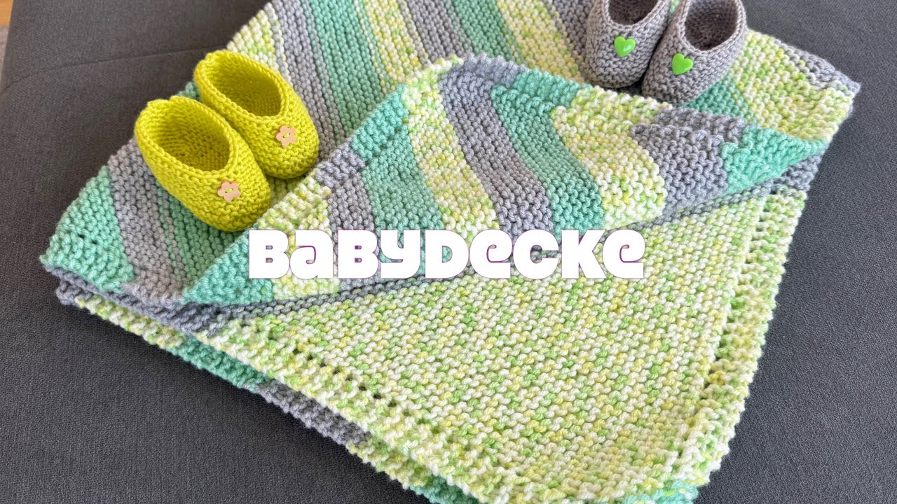 🧶Kuschelige Diagonale Babydecke stricken einfach Anleitung
