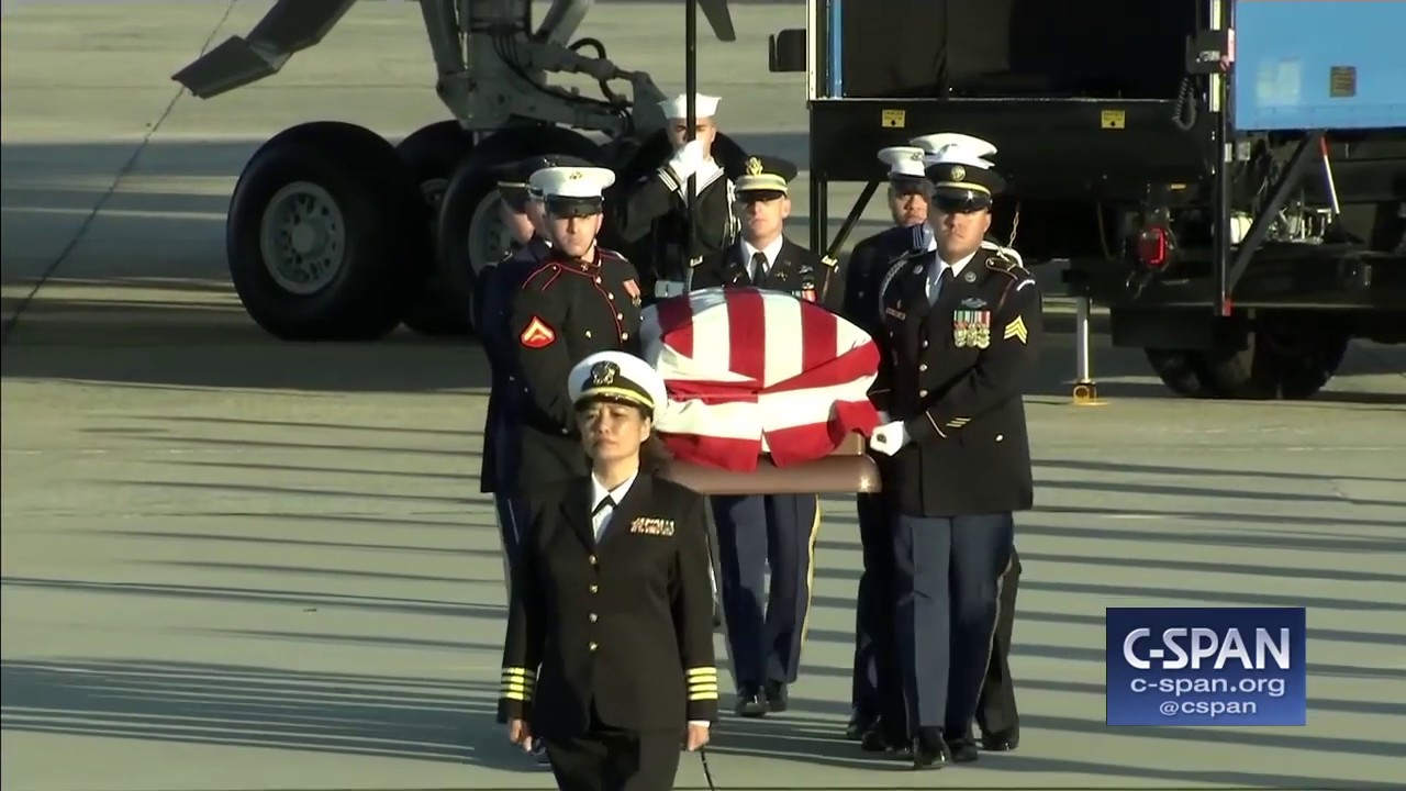 President George H.W. Bush arrives at Joint Base Andrews (C-SPAN)