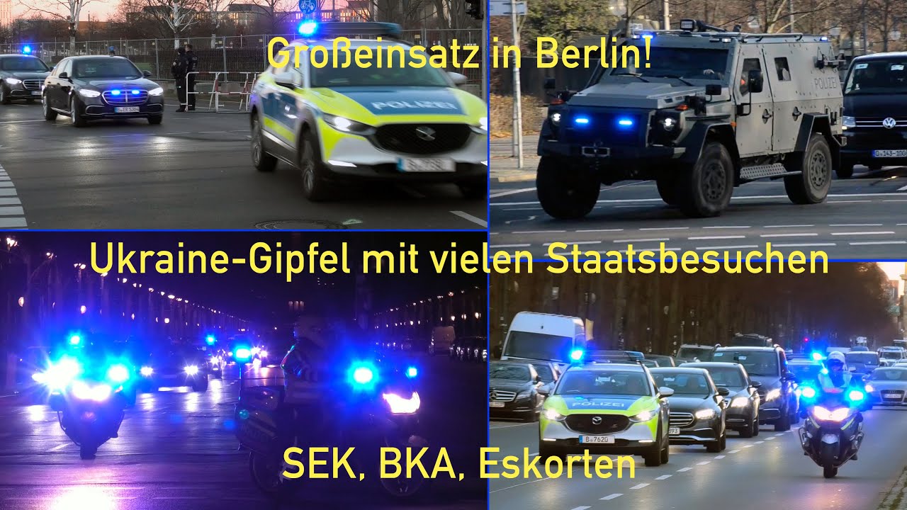 Ukraine-Gipfel Berlin: SEK, Eskorten, Blaulicht & Sonderschutzfahrzeuge im Einsatz