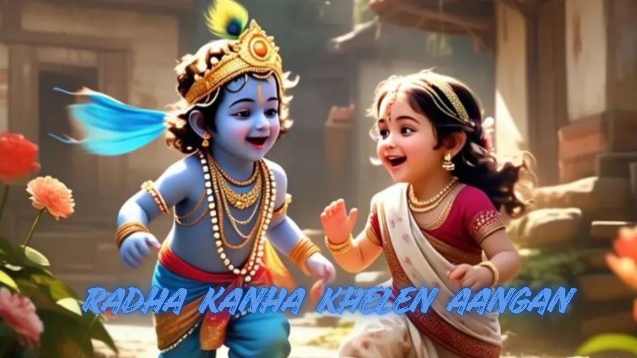 🌸🦚 Radha Kanha Khelen Aangan | Child Radha Krishna Song | Cute Bhajan | Vrindavan Leela