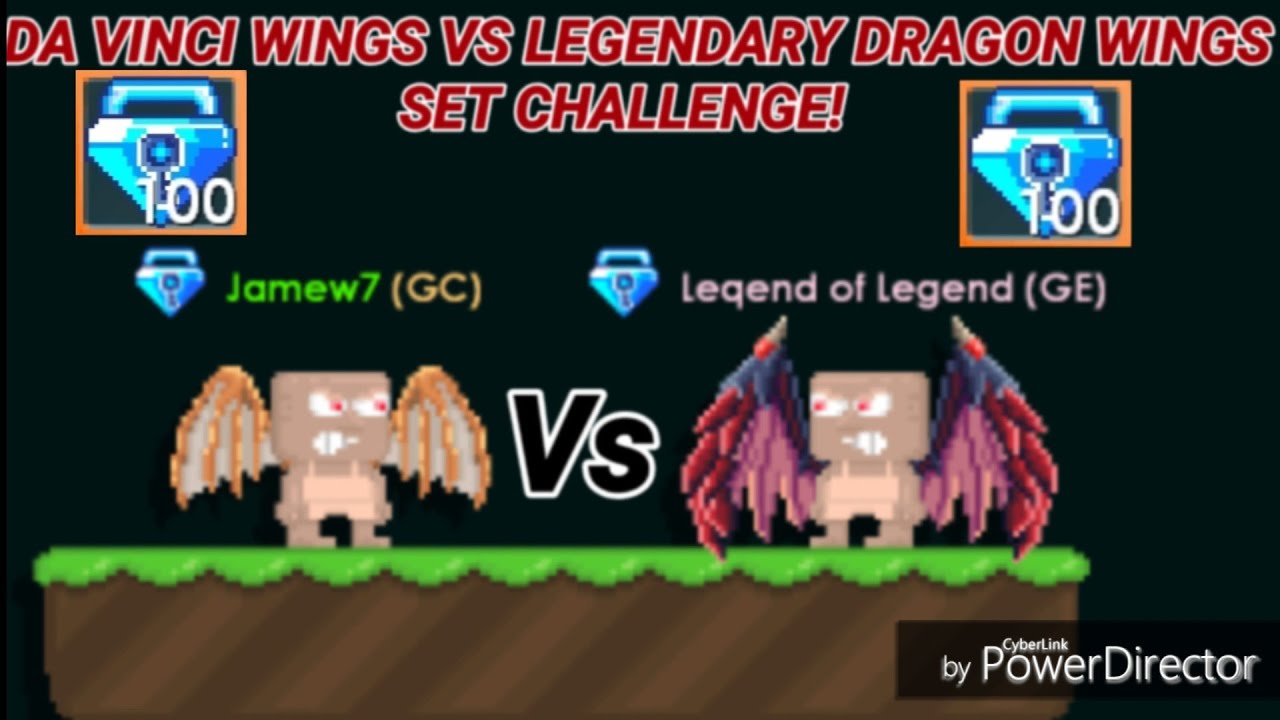 Da Vinci Wings Vs Legendary Dragon Wings Set Challenge! OMG!! - Growtopia