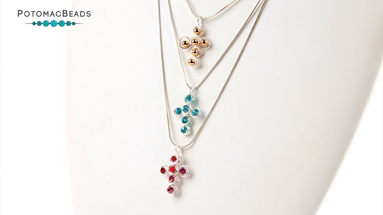 Wire Cross Pendant - DIY Jewelry Making Tutorial by PotomacBeads