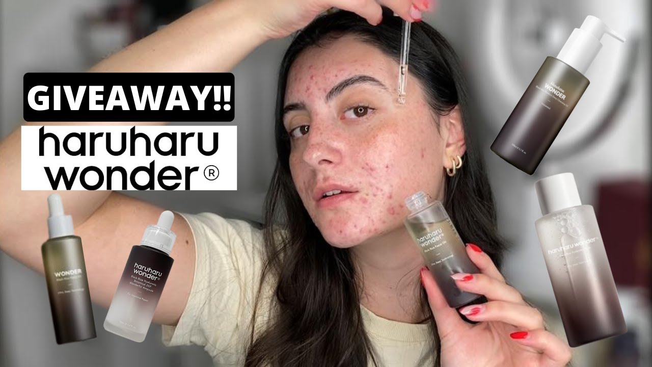SKINCARE GIVEAWAY | Testing HaruHaru Wonder Skincare on Acne Prone + Sensitive Skin