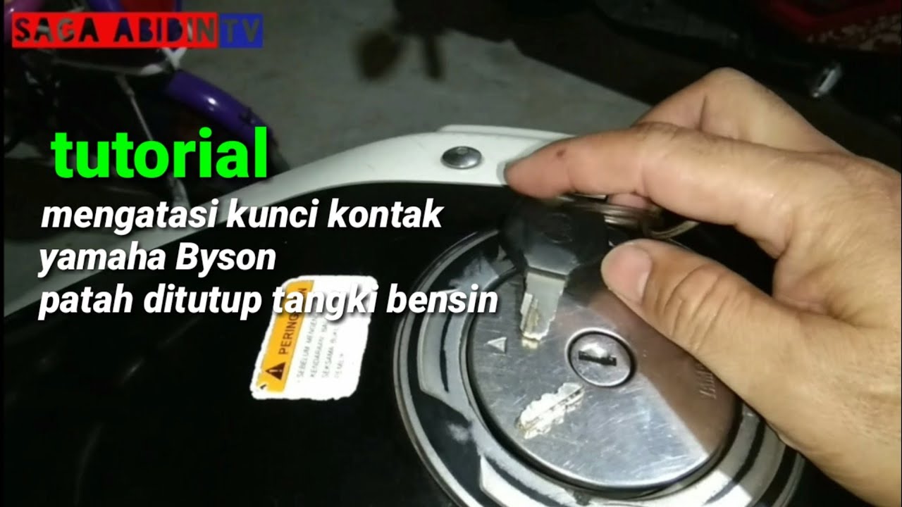 tutorial mengatasi kunci kontak Yamaha Byson yg patah di tutup tangki bensin