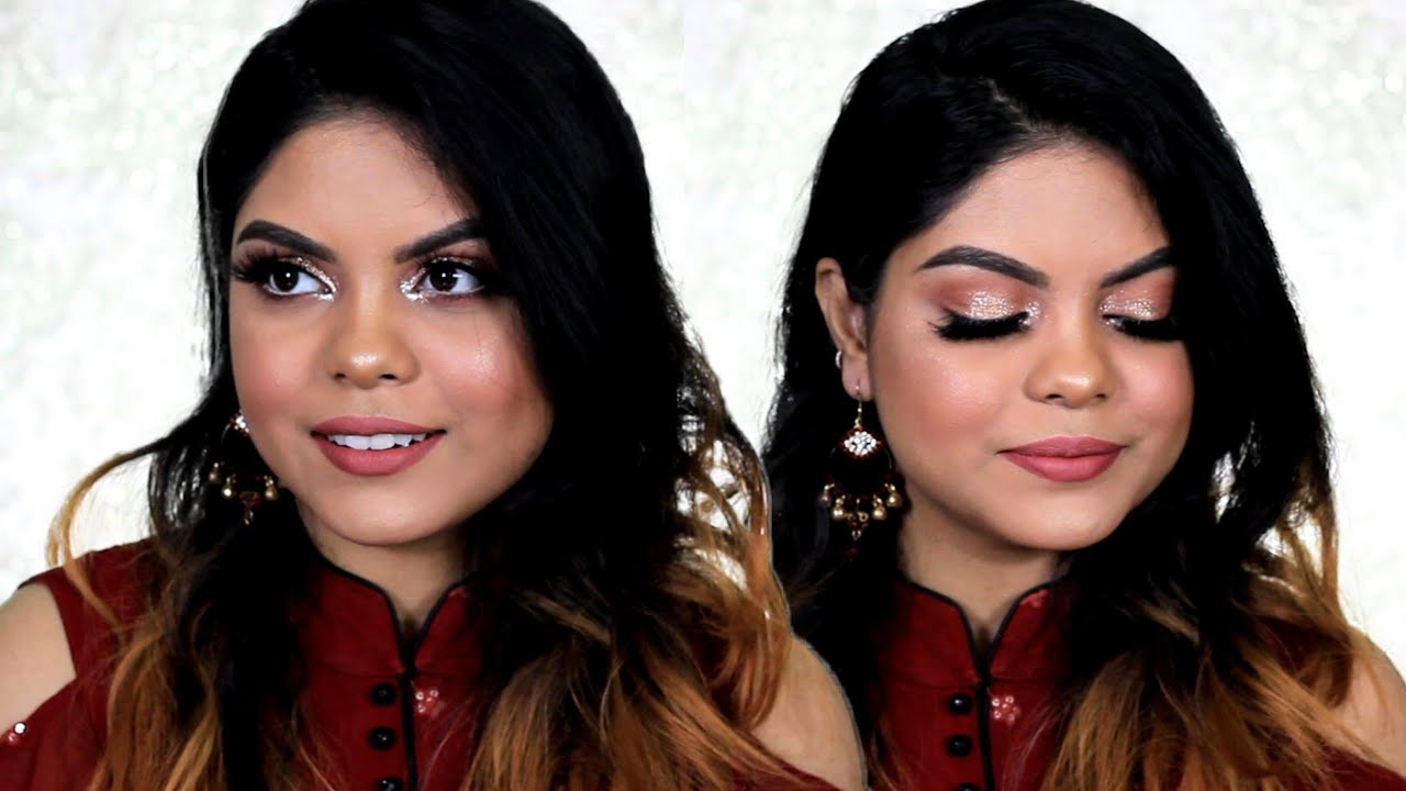 Easy & Simple Glitter Diwali Makeup Tutorial | Kolkata Sohini Chanda