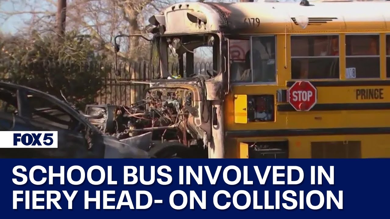 School bus involved in fiery head-on collision in Prince George's County; driver of car fled scene