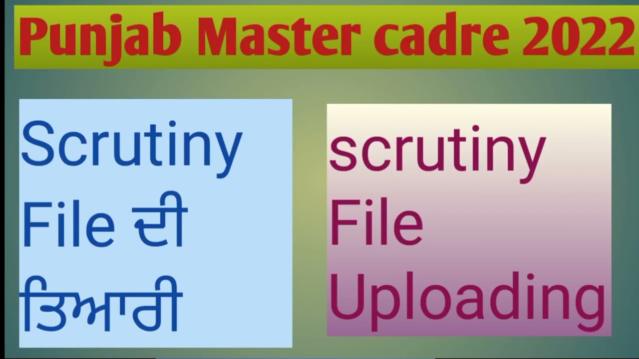 Punjab Master Cadre scrutiny Files। Punjab Master Cadre scrutiny process।online punjab