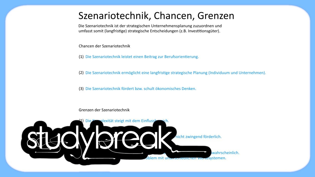 Szenariotechnik, Chancen, Grenzen | Kompetenzentwicklung