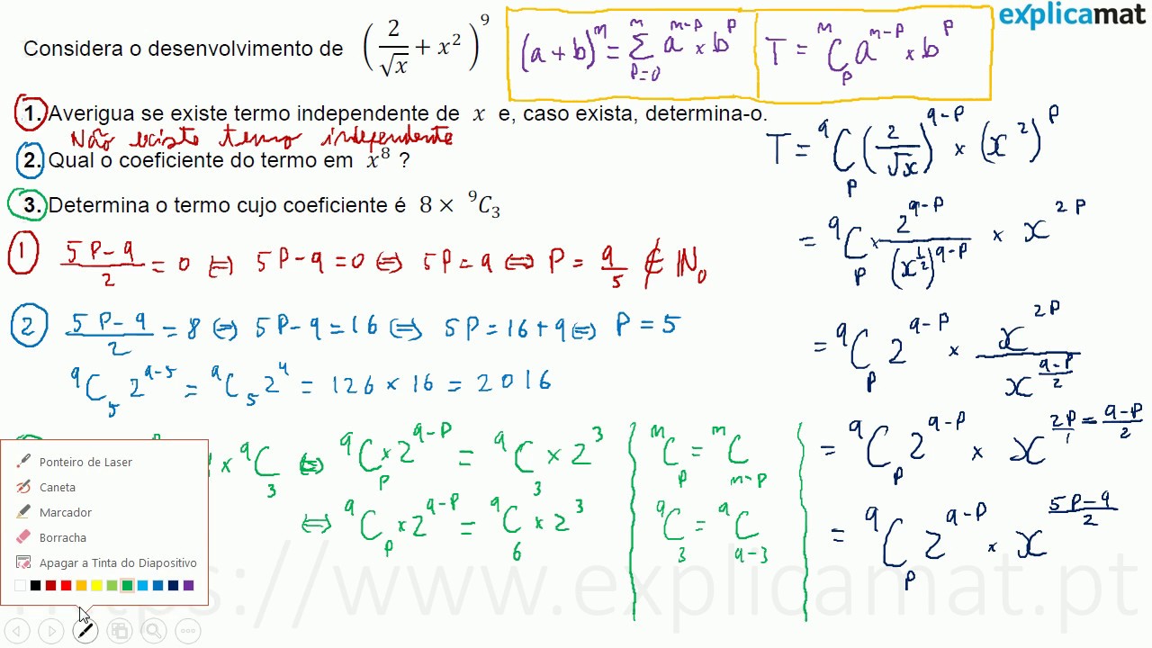 Binómio de Newton | Determinar Termos e Coeficientes