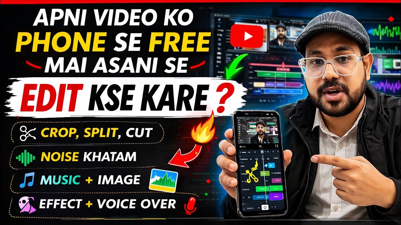Phone Se Free Video Editing Kaise Kare? (Full Tutorial 2026) | Crop, Split, Noise Remove, Voice Over