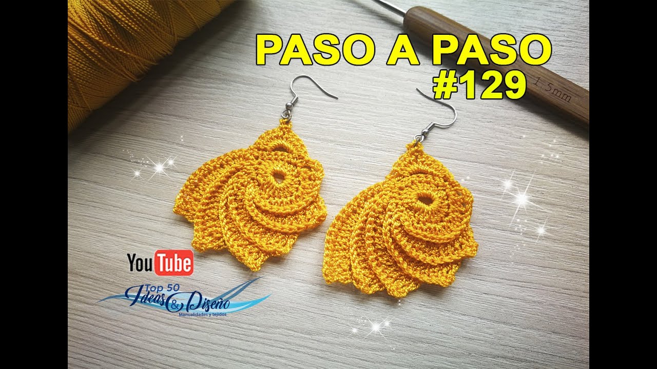 Aretes en crochet espiral #129 / Super facil / English subtitles