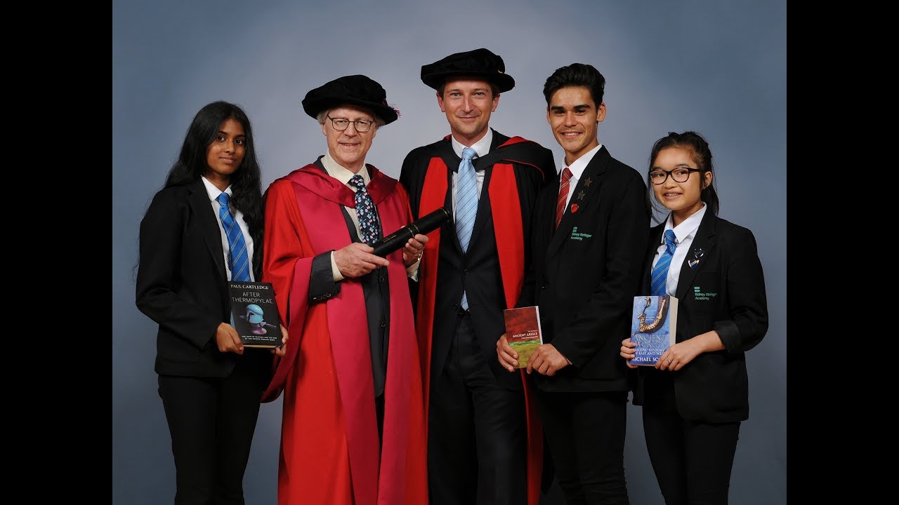 Prof Paul Cartledge, Dr Michael Scott and the Sidney Stringer Academy Classics Hub