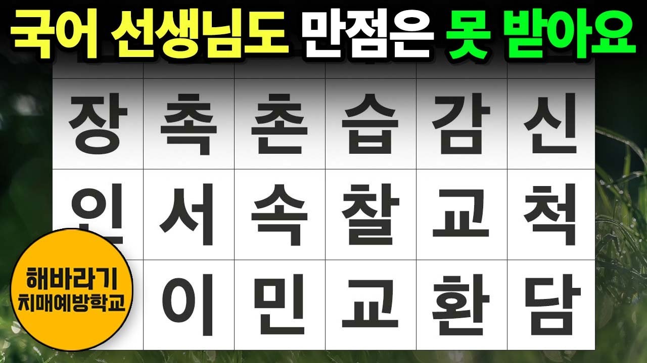 【치매 예방】국어 선생님도 만점을 받지 못한 문제┃숨은단어찾기,치매예방,치매테스트,단어퀴즈,낱말퀴즈