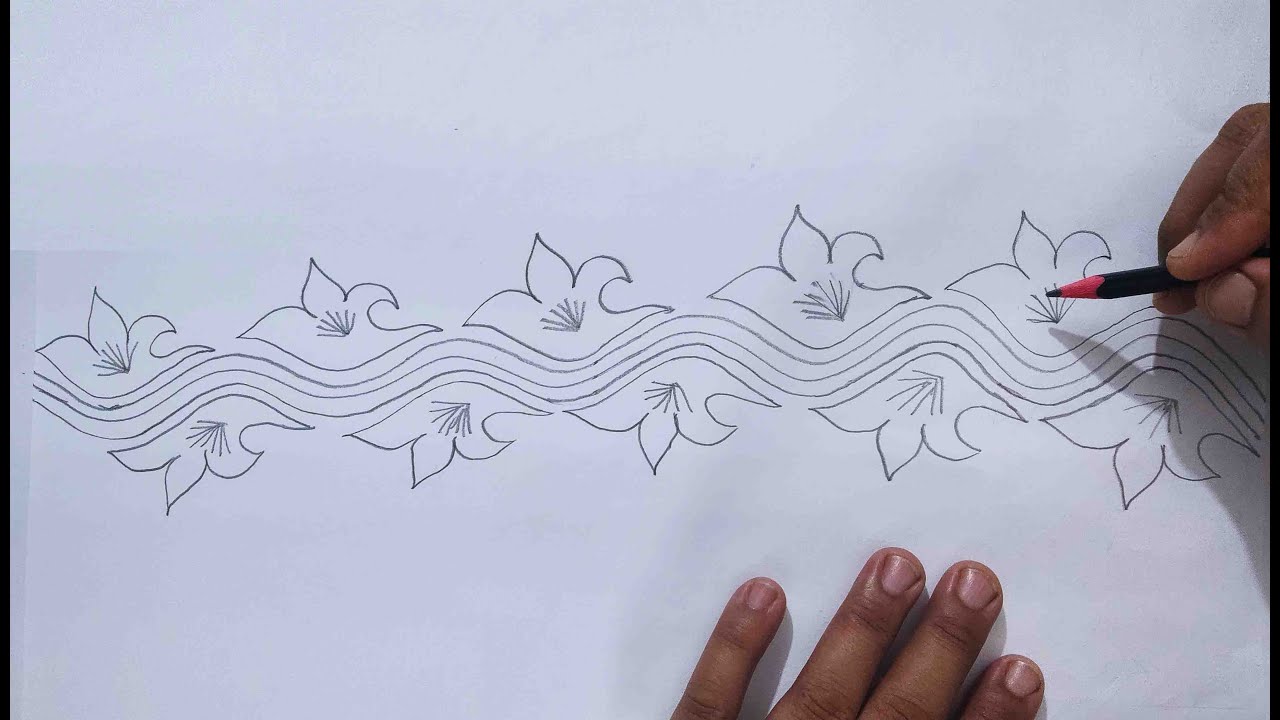 বর্ডার লাইন গার্ডেন ডিজাইন আঁকা, Beautiful Border Line Drawing, Easy Border Design Art