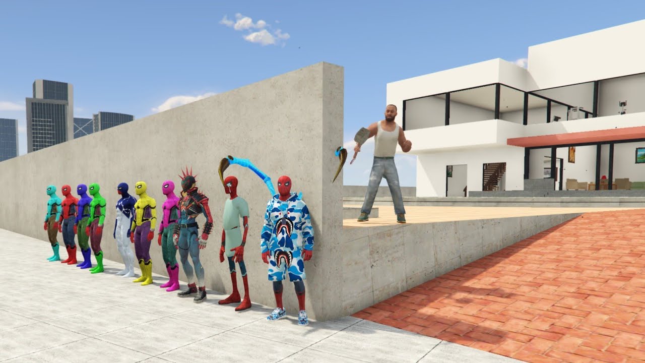 Franklin Play Hide And Kill With ALL Spiderman in Indian Bike Driving 3D 