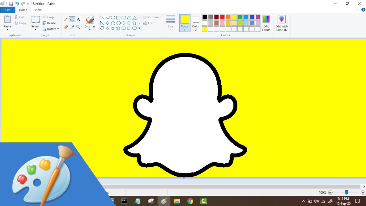 How to Draw Snapchat logo in MS Paint