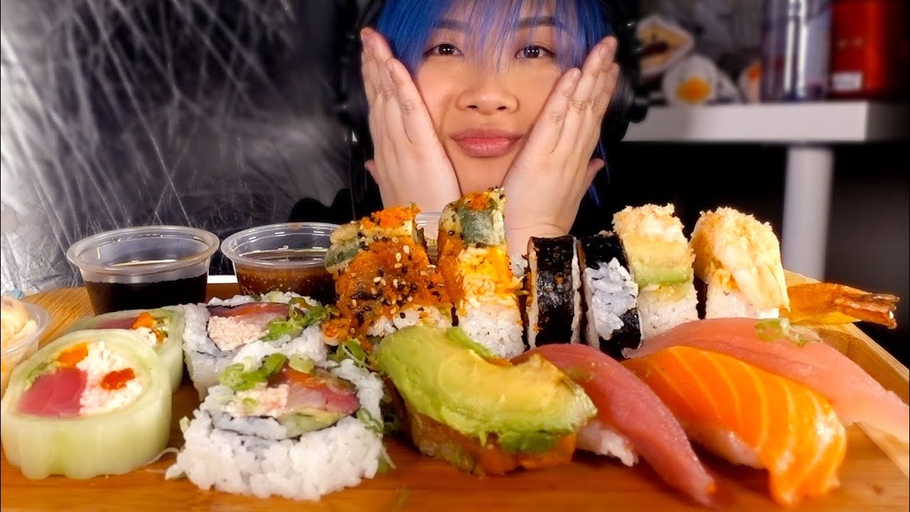 ASMR SUSHI 🍣 (salmon, tuna, albacore, tempura shrimp) *no talking*