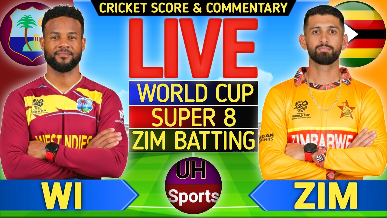 🔴Live WI vs ZIM, T20 Live Cricket Match Today, Score Commentary | WC 2026 Cricket Match Live ZIM BAT