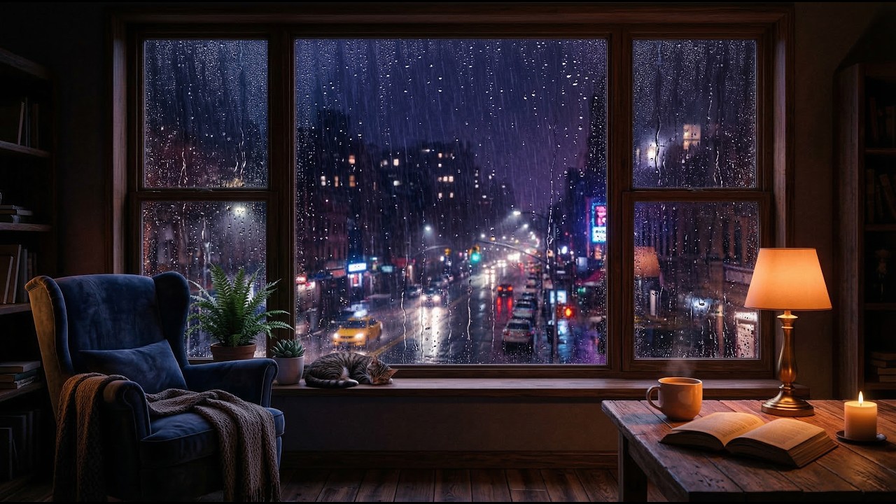 Rainy Night Piano ☔ Peaceful Ambience for Sleep, Study & Calm