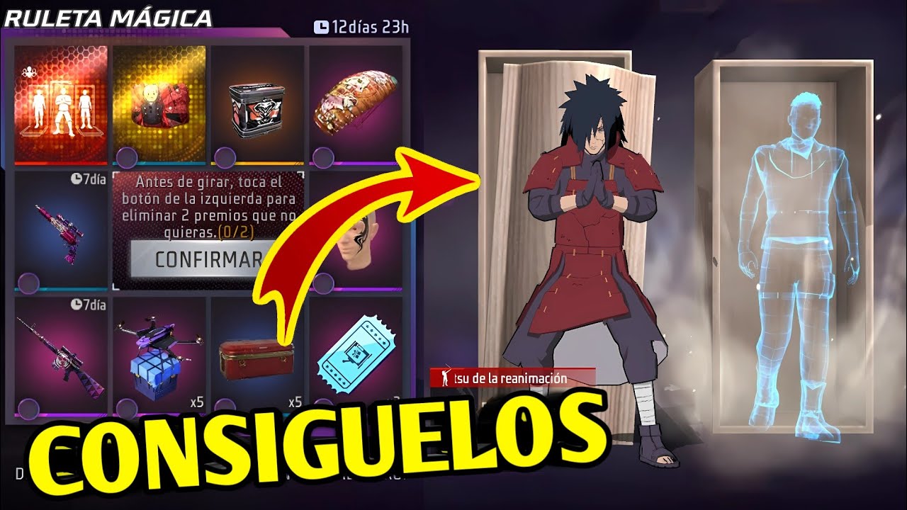 CONSIGUE EMOTE JUTSU DE REANIMACIÓN RULETA MÁGICA FREE FIRE EDO TENSEI
