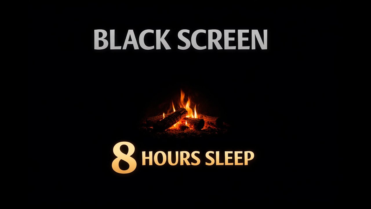 8 Hours Fireplace for Sleep 🔥 Black Screen | No Loop | Real Fire