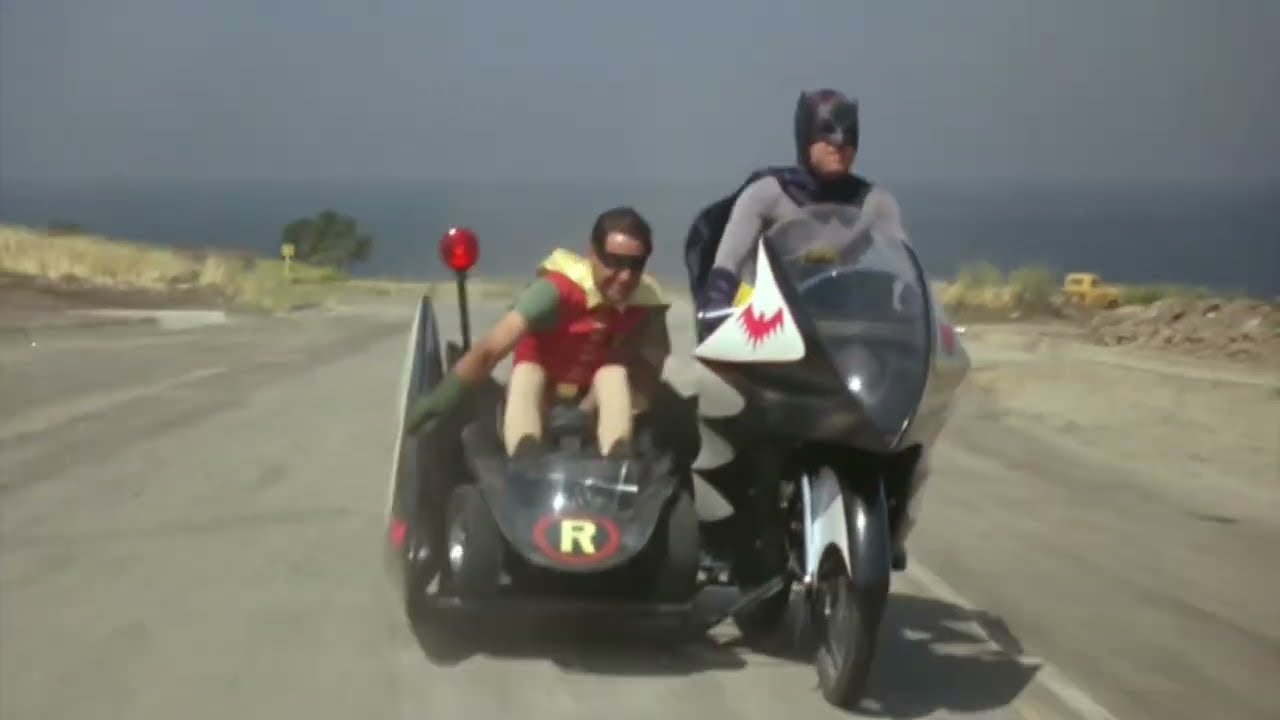 Batman & Robin use Batcycle | Batman movie Easter egg (1966)