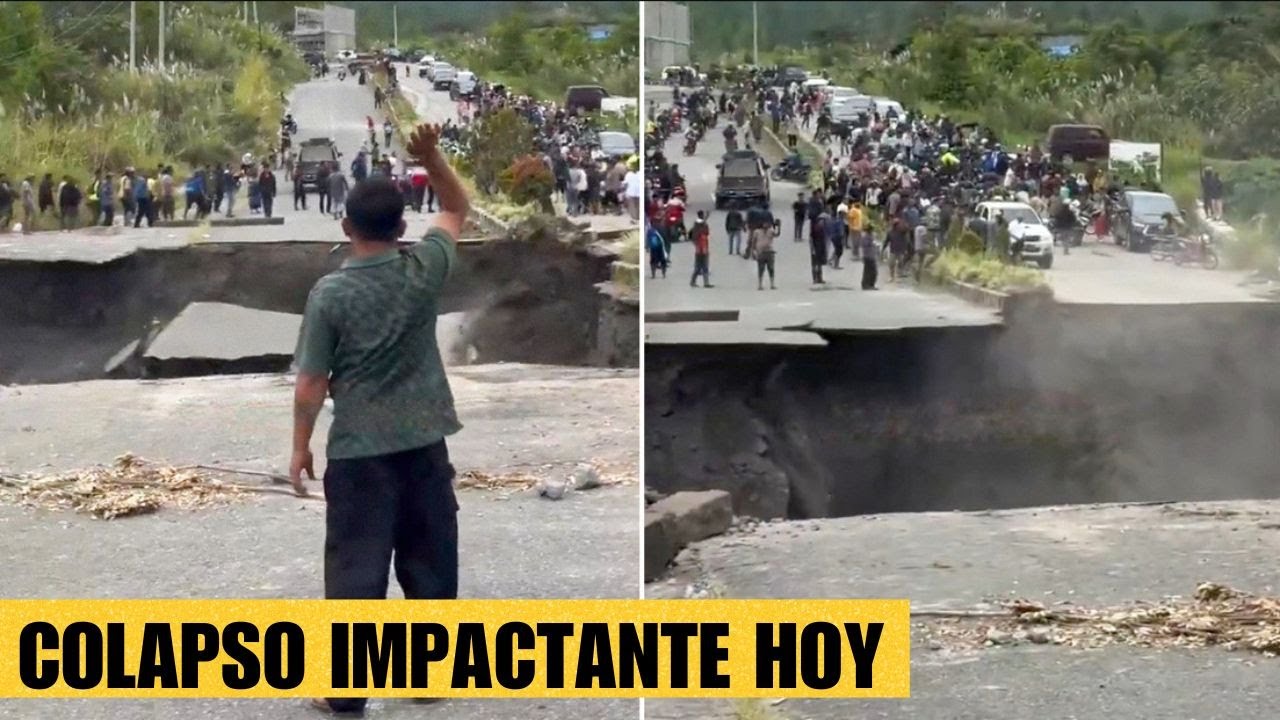 Carretera colapsa y aterra a vecinos en Indonesia