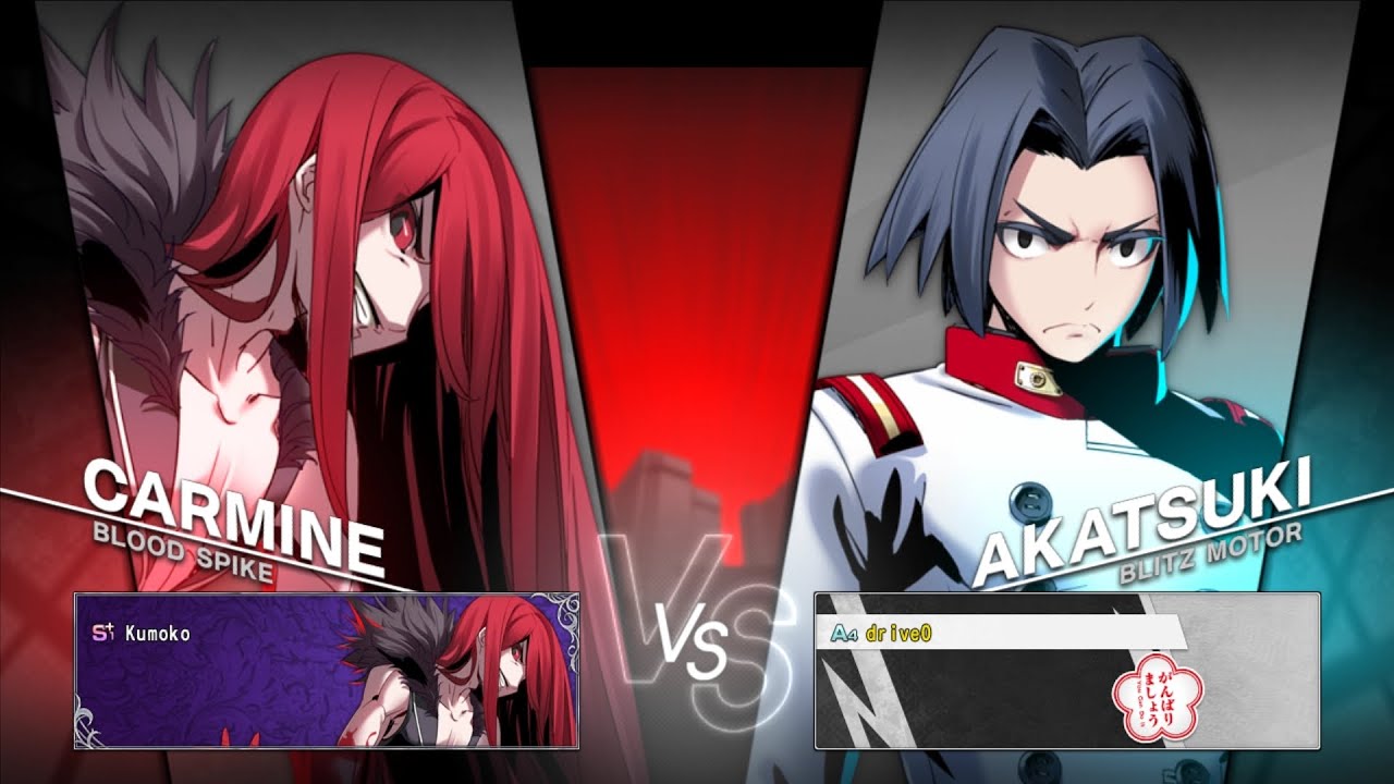 Under Night In-Birth 2 Sys:Celes FT7: Kumoko (Carmine) VS drive0 (Akatsuki)
