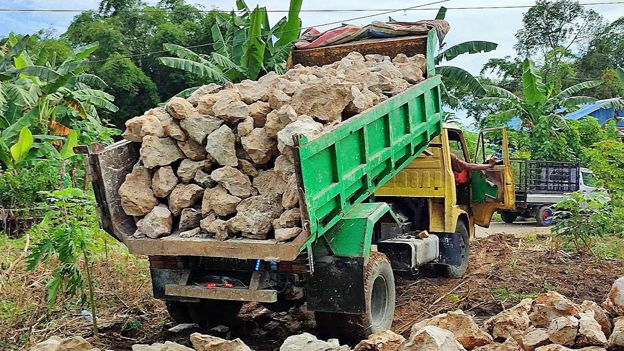 Dump Truk//Mobil Truk Batu Jomplang Muatan Batu Putih