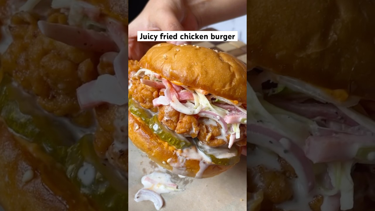 JUICY AND MESSY FRIED CHICKEN BURGER! 